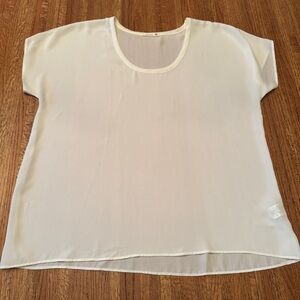 Soprano Women's XL Ivory Short Sleeve Scoop Neck Blouse